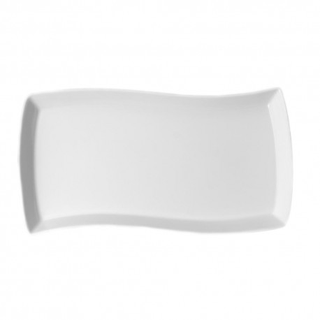 Tasse & Assiette : Plat rectangulaire ondulé 32 cm Aubépine en porcelaine