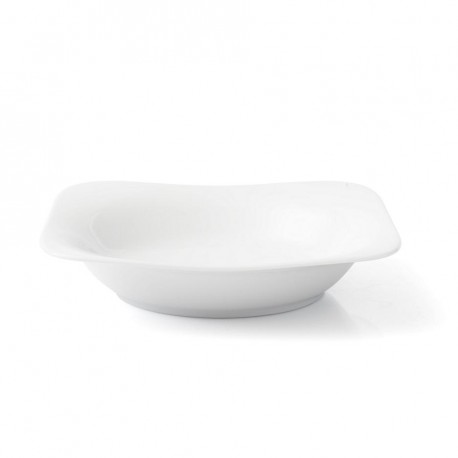 Tasse & Assiette : Assiette creuse carrée 20,5 cm Viorne en porcelaine  blanche